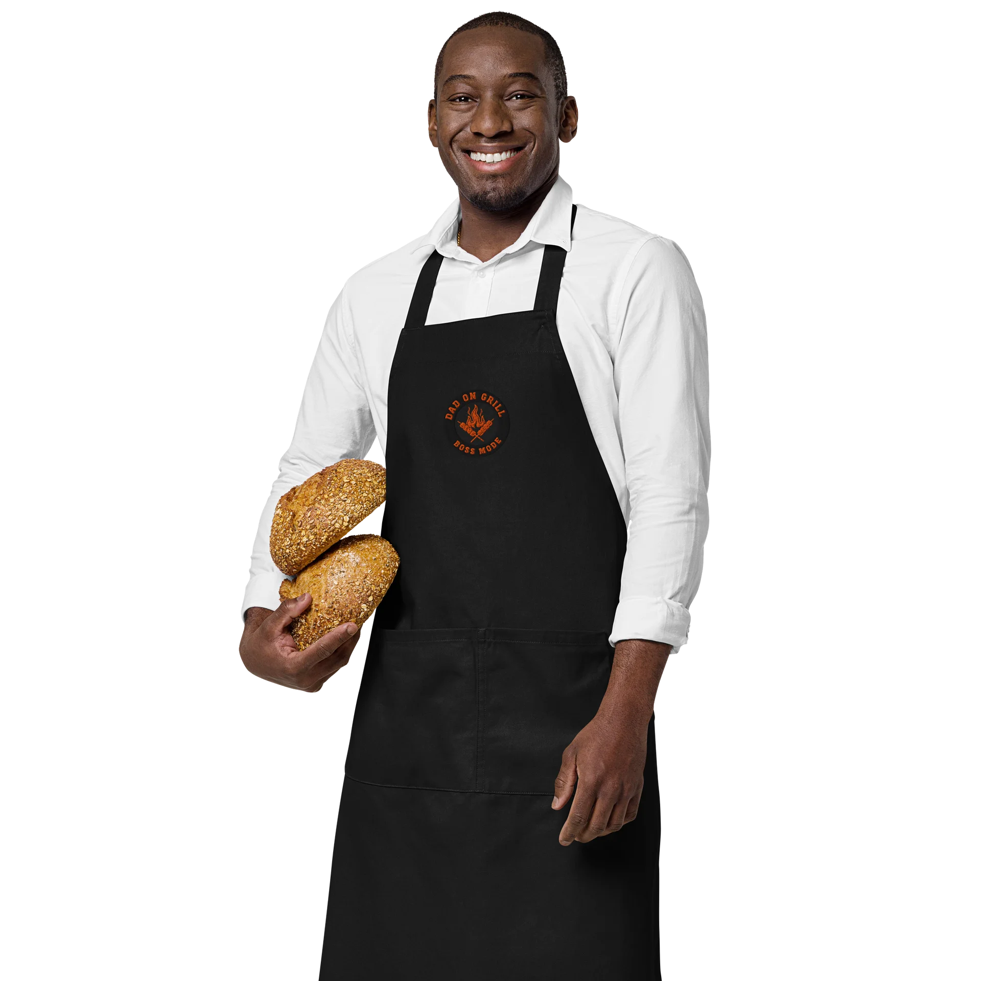 Dad on Grill Boss Mode – Premium Embroidered BBQ Apron for Men Who Run the Backyard Like a Pro product image (5)