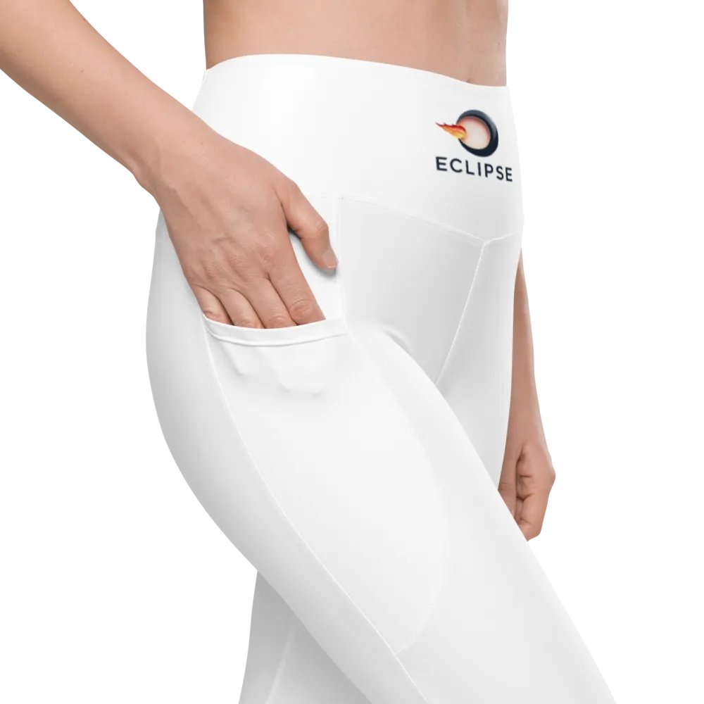 Eclipse High-Waisted Leggings with Pockets - White, Exclusive Eclipse Design product image (2)