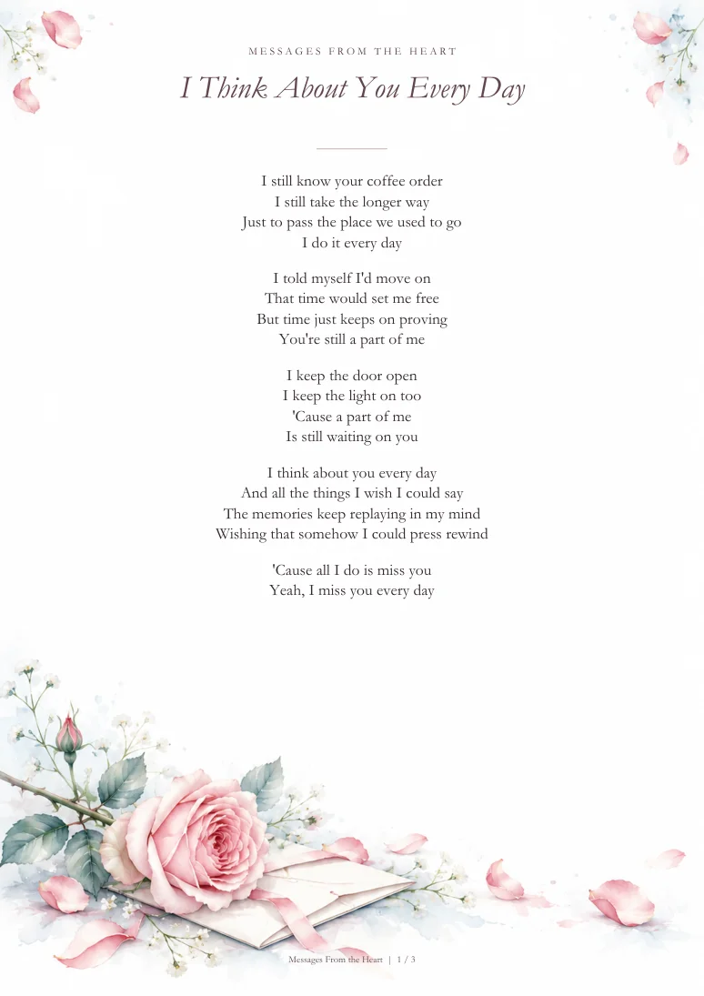 I Think About You Every Day — MP3 + Printable Lyrics product image (2)