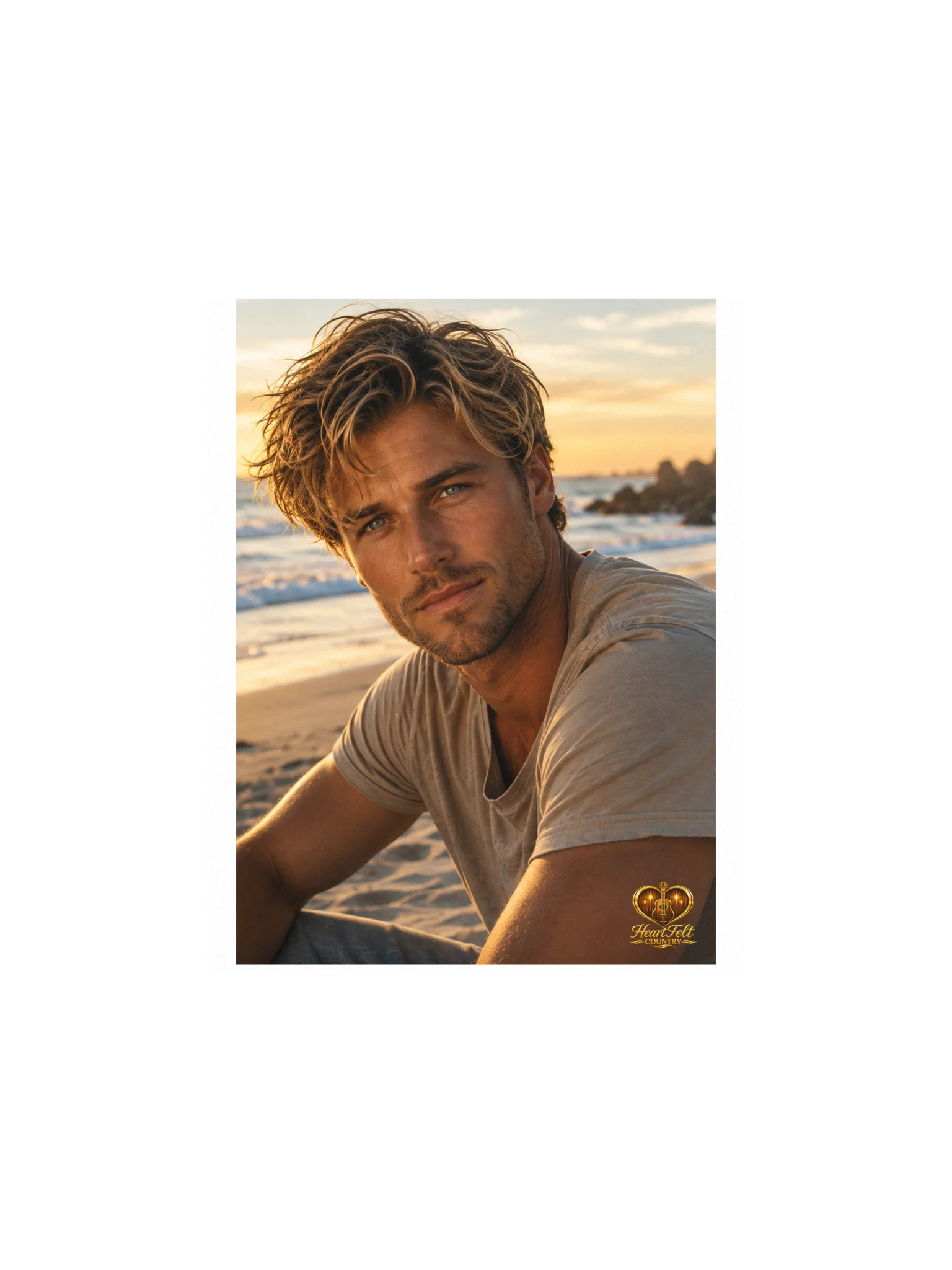 Golden Beach Sunset Portrait Poster