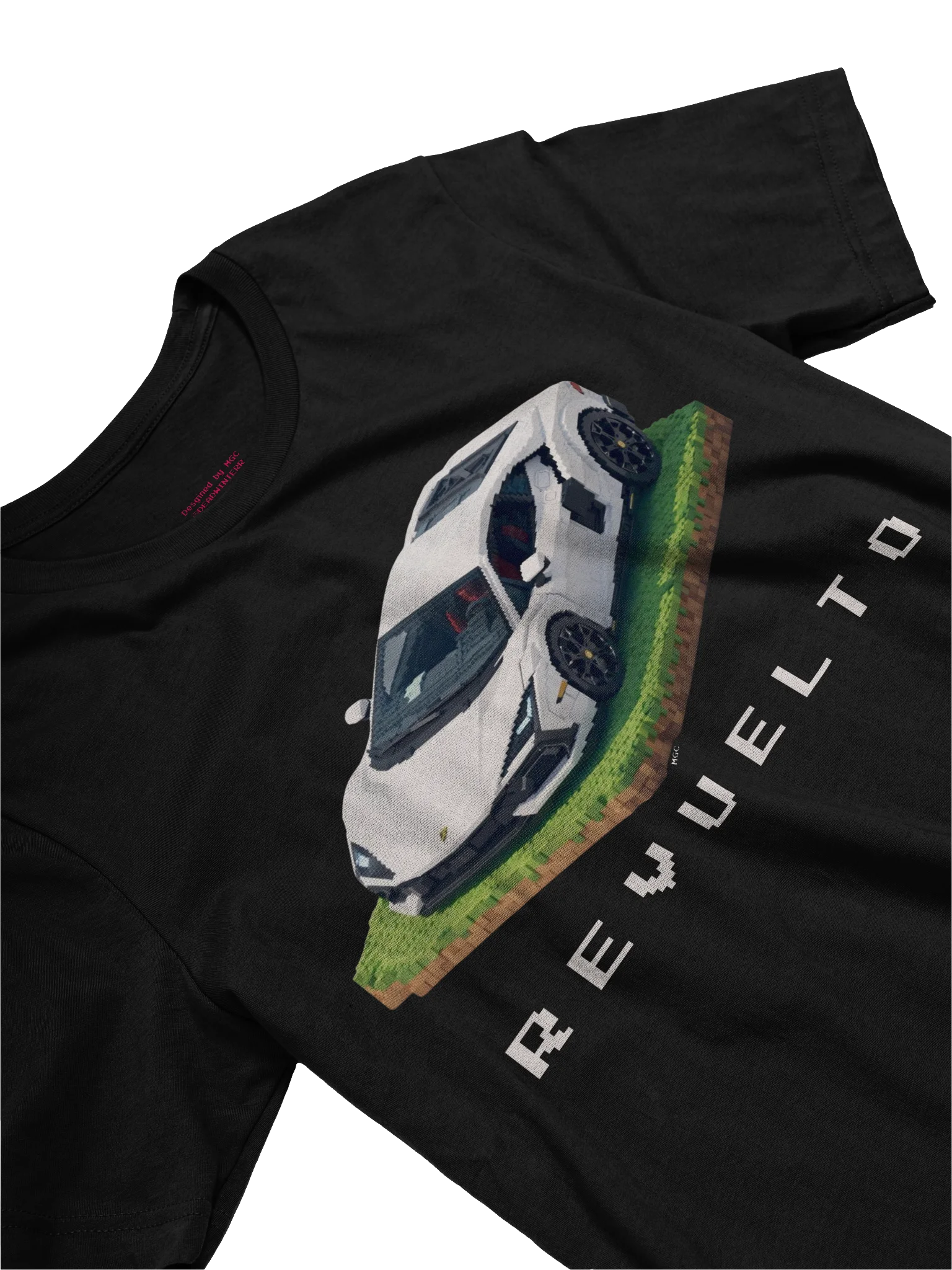 White Lamborghini Revuelto Voxel Art Shirt (Pixel, Retro, Minecraft) product image (3)