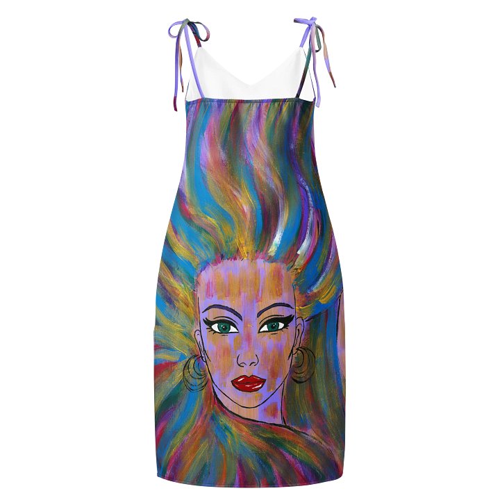 Girl with the colorful hair (art by Dina R.) acrylic painting picture - Slip Dress product image (2)