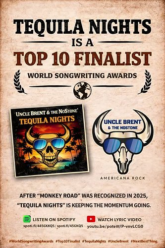 🚨 Well… this is getting weird (in a good way).
Our song “Tequila Nights” is officially a Top 10 Finalist in the 🌍 World Songw...