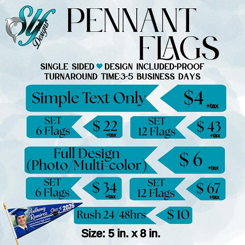 🎓✨ Graduation Flags are here! ✨🎓 Show off your senior with these custom pennant flags and cheer them loud and proud. - Materi...