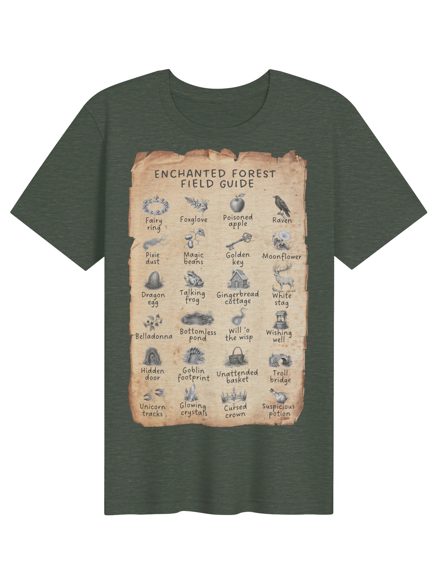 Enchanted Forest Field Guide Tee, Whimsical Fairytale Graphic product image (2)