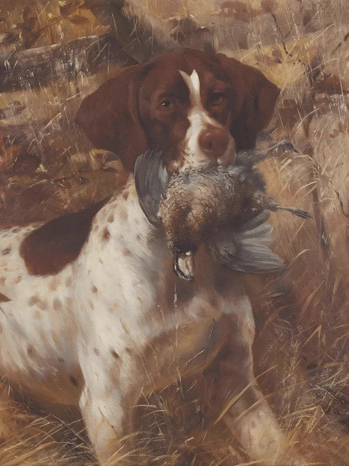 Antique Quail Hunting German Shorthair Pointer Canvas Print product image (12)