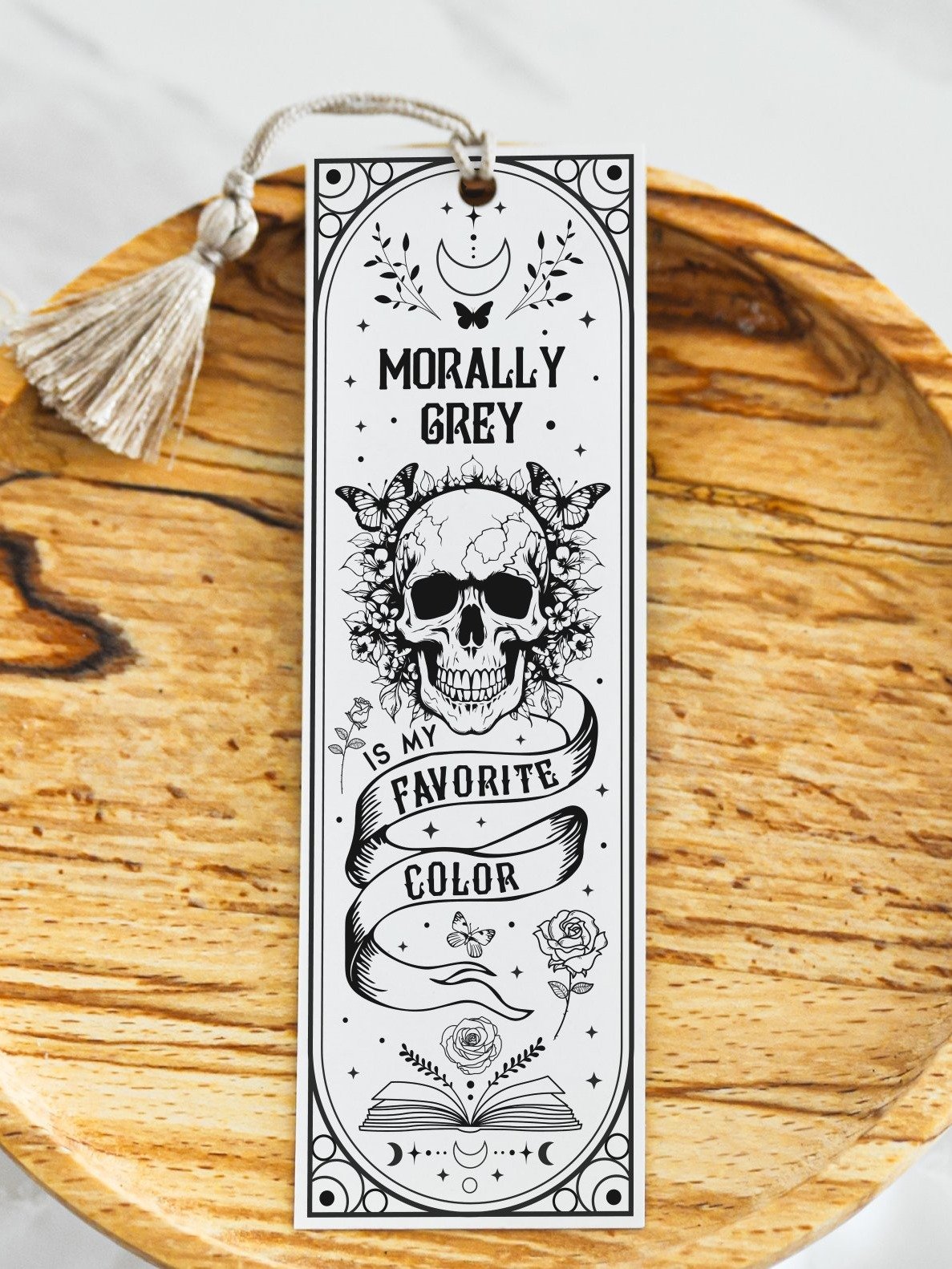 Smutty Morally Grey Bookish Reader Tarot Bookmark SVG, Laser Cut File, Celestial Skull and Roses Dark Romance, Instant Digital Download product image (3)