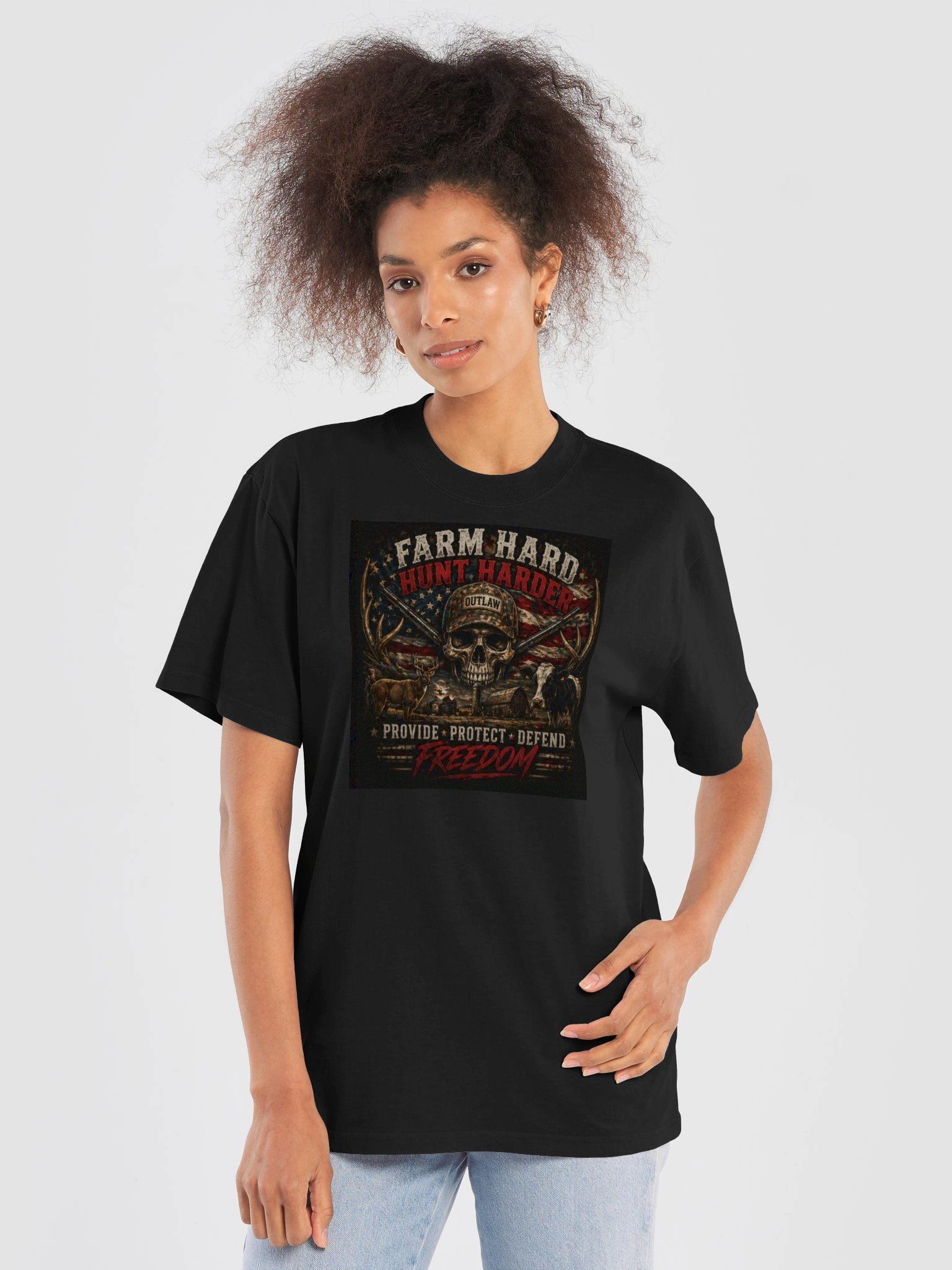 Farm Hard - Hunt Harder AS Colour Premium Oversized Faded T-Shirt product image (13)