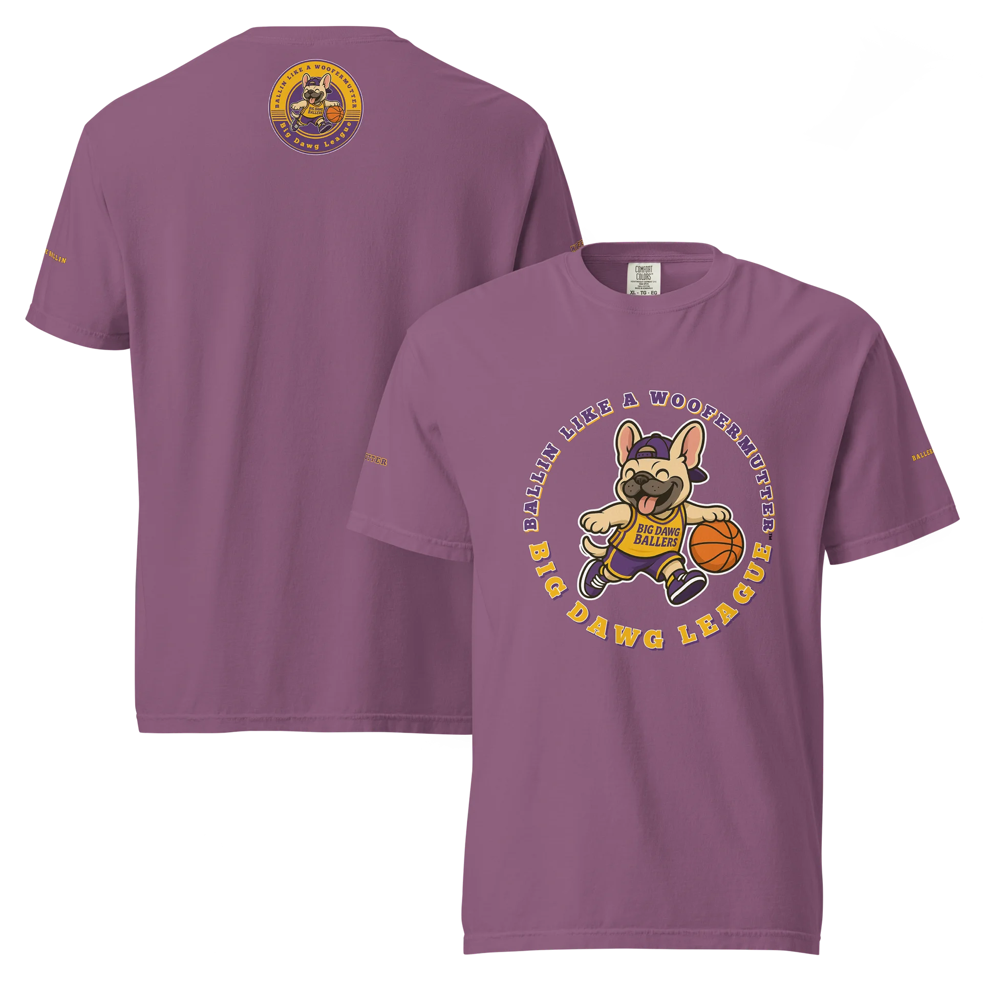 French Bulldog Ballin Like A WooferMutter™ Unisex Garment-Dyed Heavyweight T-Shirt product image (1)