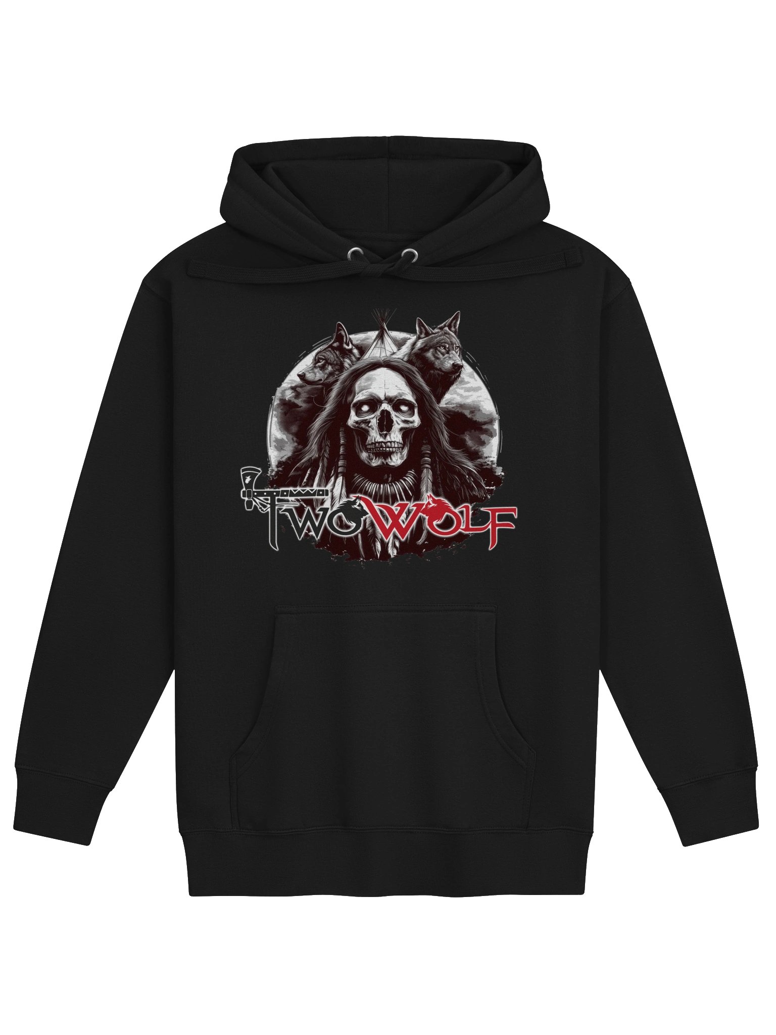 Two Wolf Skull Wolf Graphic Hoodie product image (9)