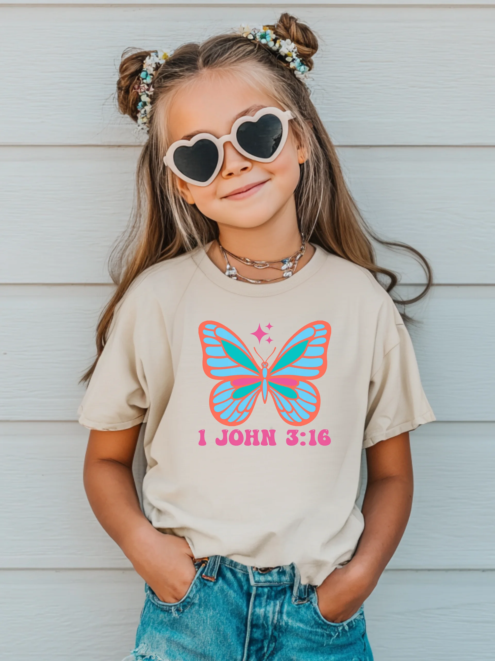 1 John 3:16 Butterfly Kids Tee product image (2)