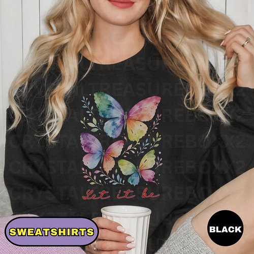 Celebrate the beauty of nature with this stunning watercolor butterfly design, featuring three colorful butterflies surrounde...