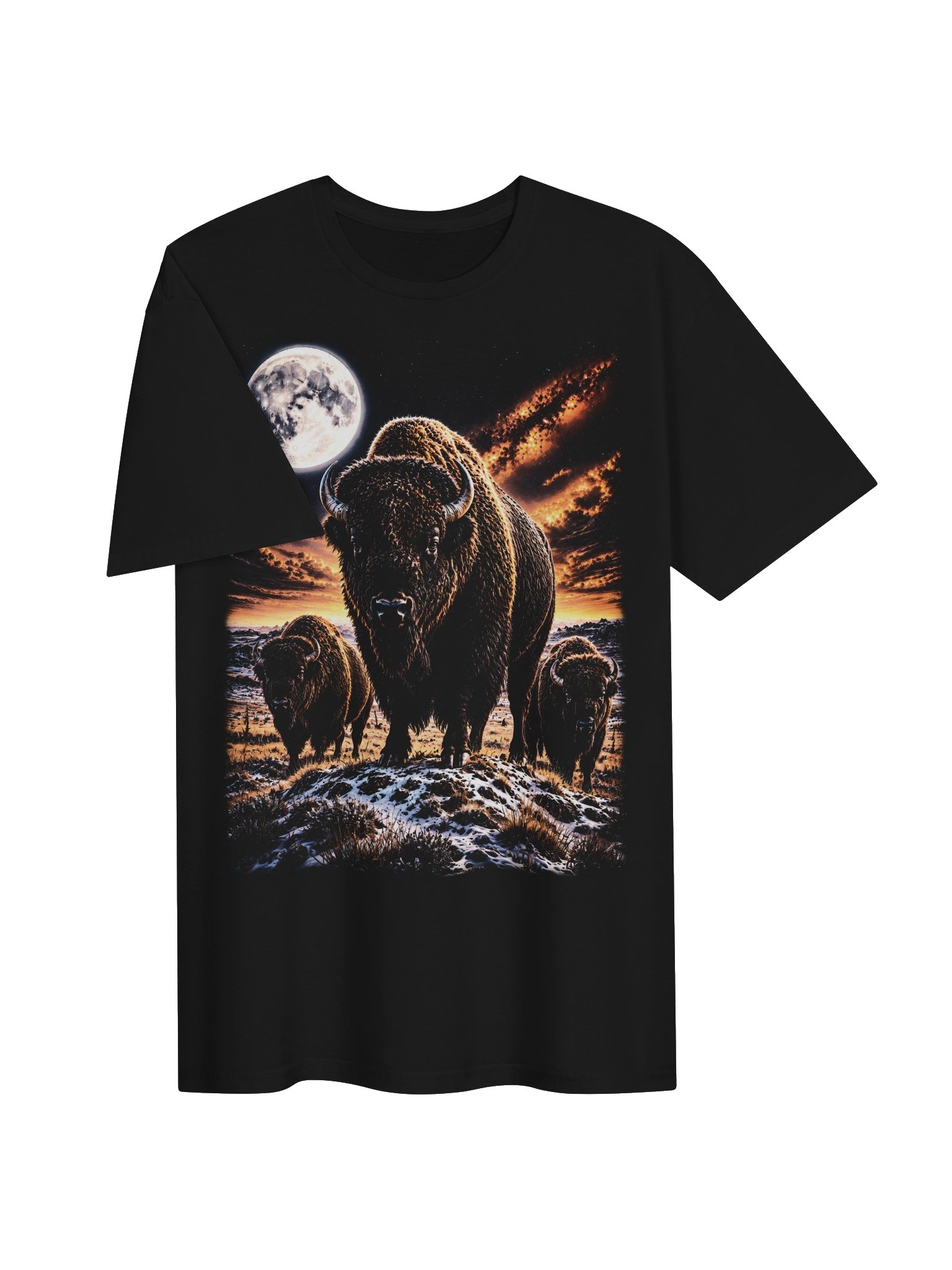 American Bison Howling Moon Tshirt | Legendary Wildlife Shirt product image (2)