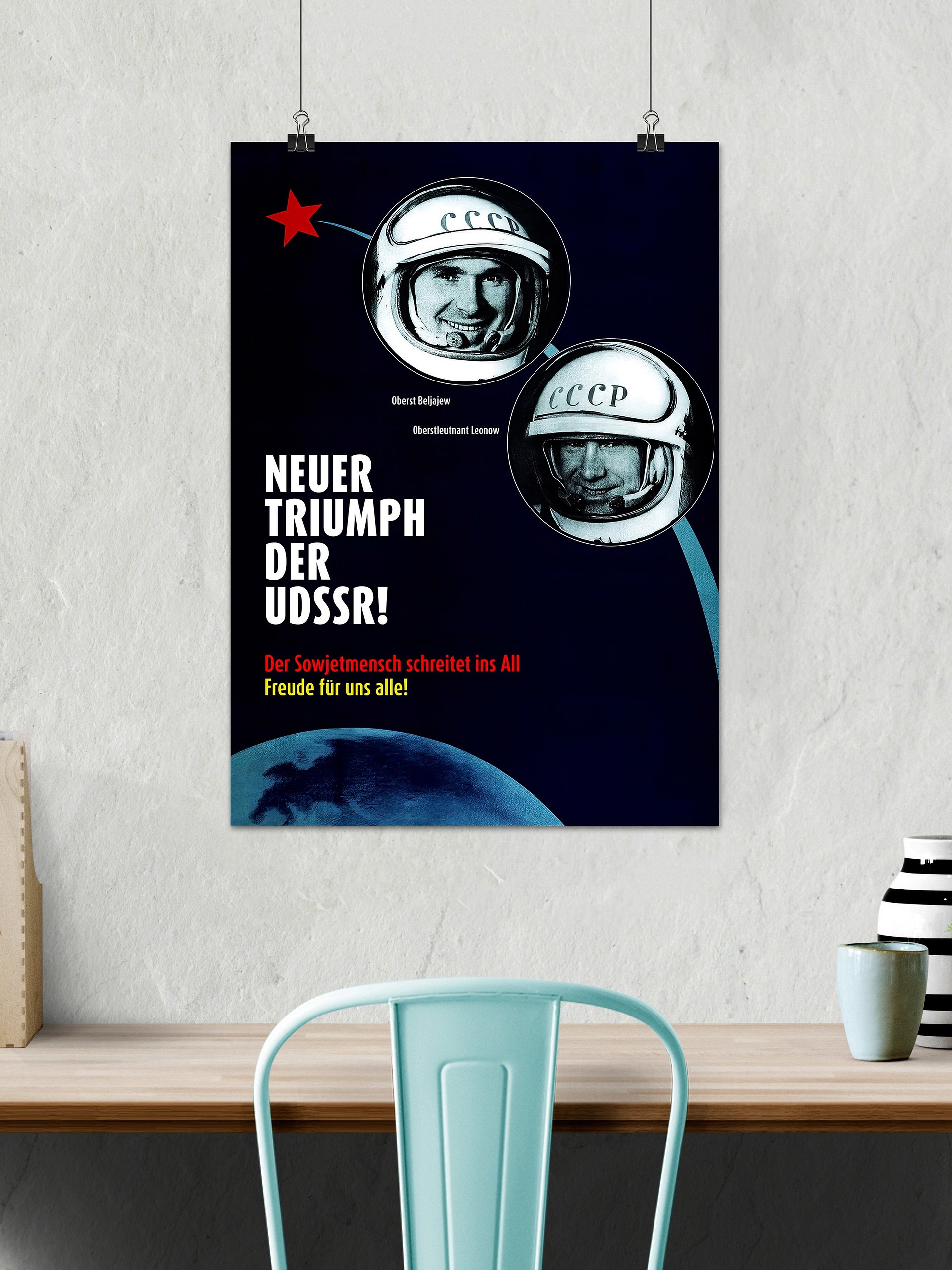 Neuer Triumph Der UDSSR!, GDR/USSR 1965 — Soviet vintage space art poster, soviet retro poster product image (2)