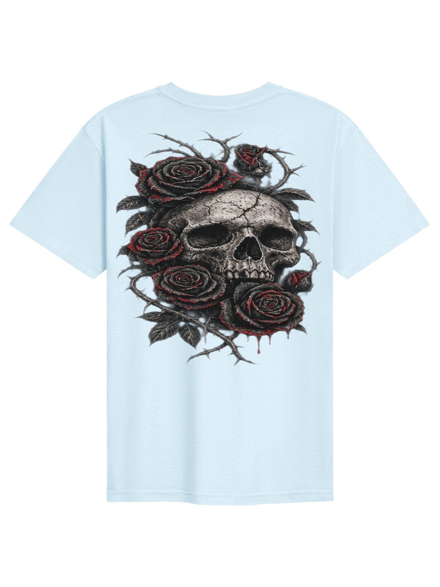 GOTHIC SKULL & BLOODY ROSES DOUBLE-SIDED GRAPHIC T-SHIRT | DARK ROMANCE TEE product image (1)