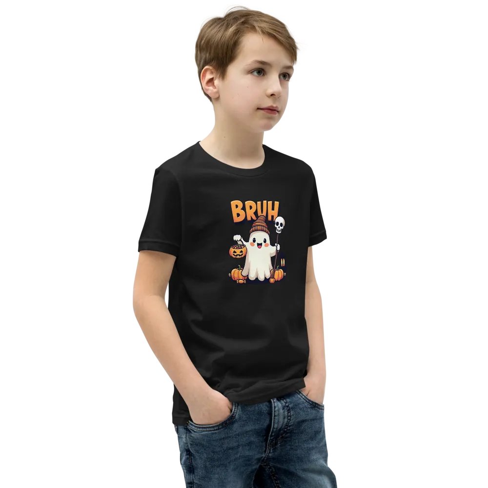 Spooky Ghost Bruh Halloween Youth T-Shirt product image (7)