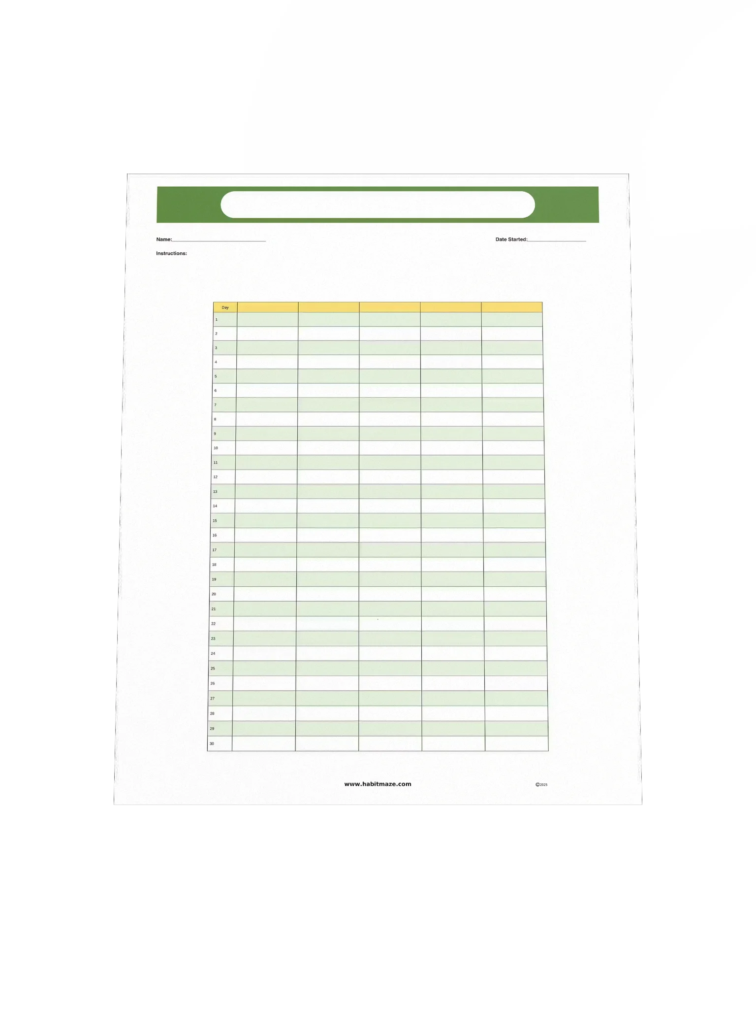 30 Day Blank Planner Chart (5 columns) product image (5)