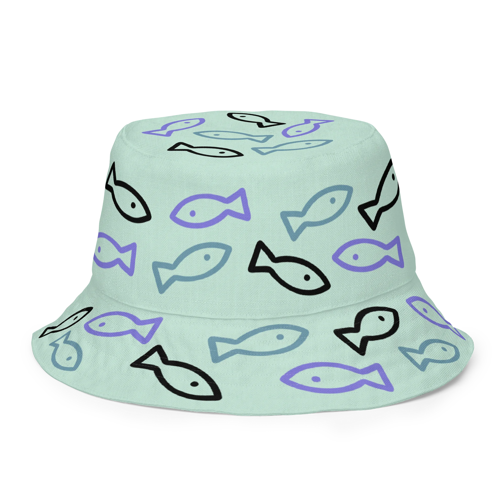 Mint Playful Fish All-Over Print Reversible Bucket Hat product image (1)