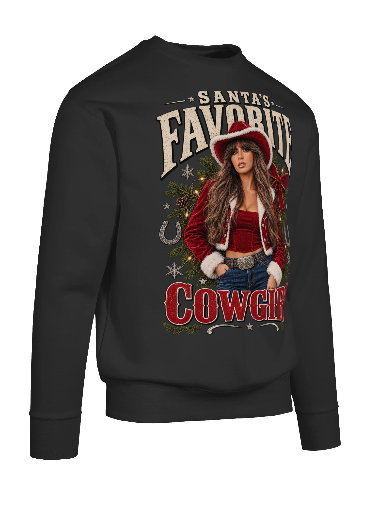 Santa’s Favorite Cowgirl™ Christmas Unisex Sweatshirt product image (10)