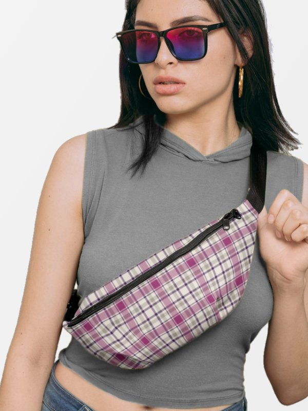Magenta and Gray Plaid Fanny Pack product image (1)