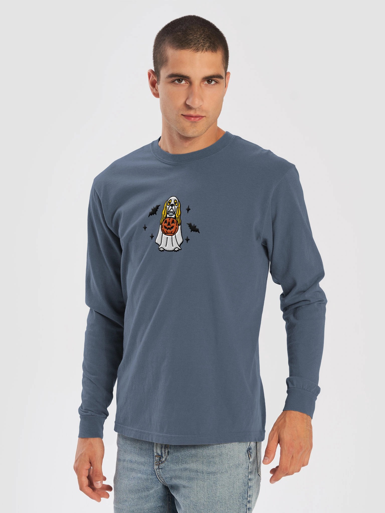 Halloween American Cocker Spaniel(Parti, Lemon & White) Embroidered Long-sleeved T-Shirt product image (22)