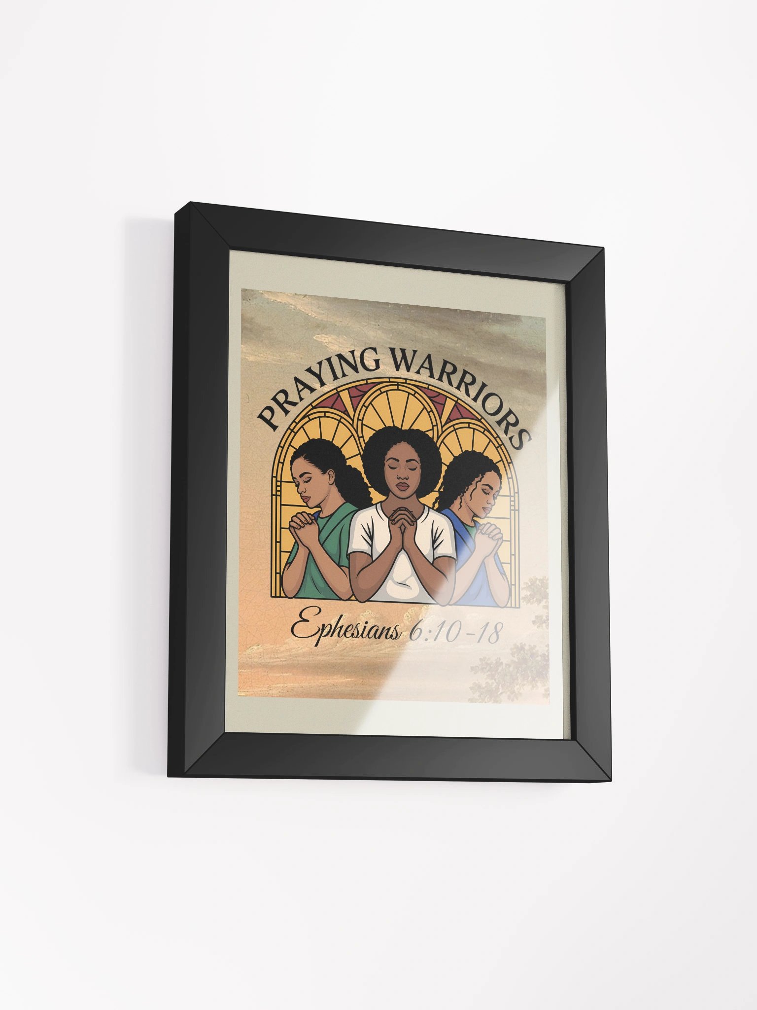 Praying Warrior's Stained Glass Christian Framed Poster product image (2)