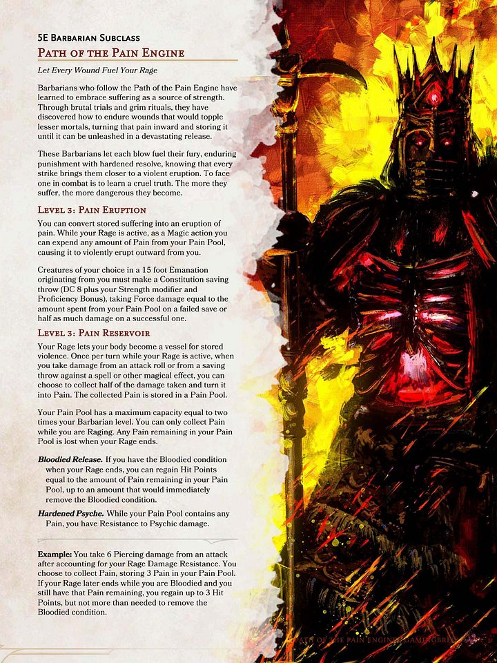 Path of the Pain Engine | 5.5E Barbarian Subclass product image (2)