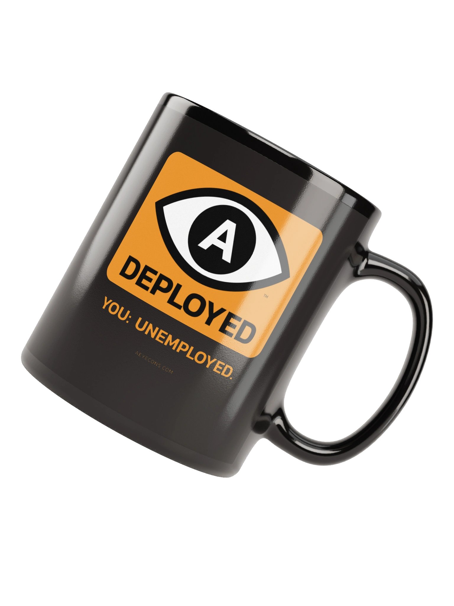 AI Deployed. You: Unemployed. Black Mug | AEYECONS™ AI Icons product image (7)