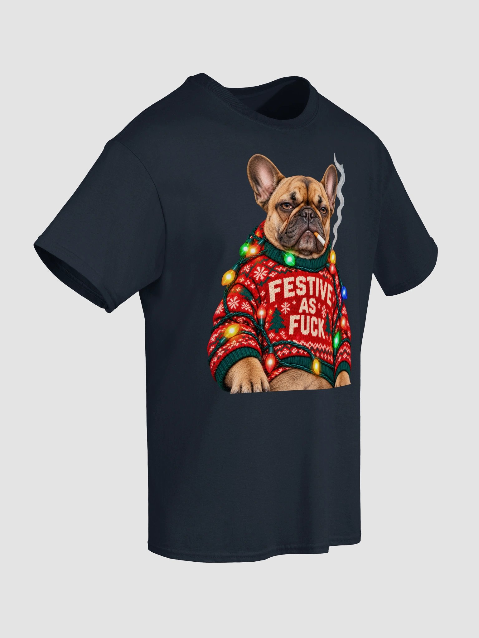 Festive AF French Bulldog Shirt - Funny Ugly Christmas Sweater Frenchie Dog T-Shirt product image (5)