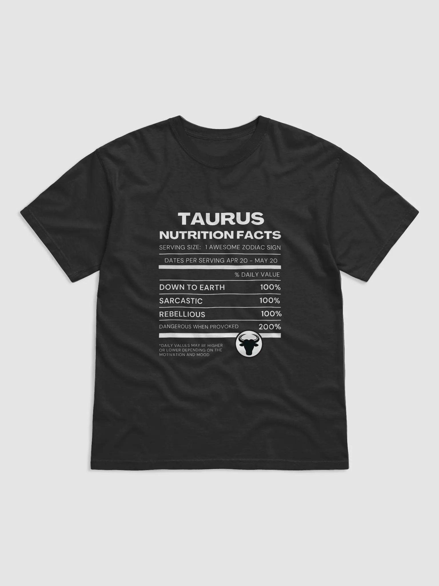 Taurus Nutrition Facts T-Shirt product image (2)