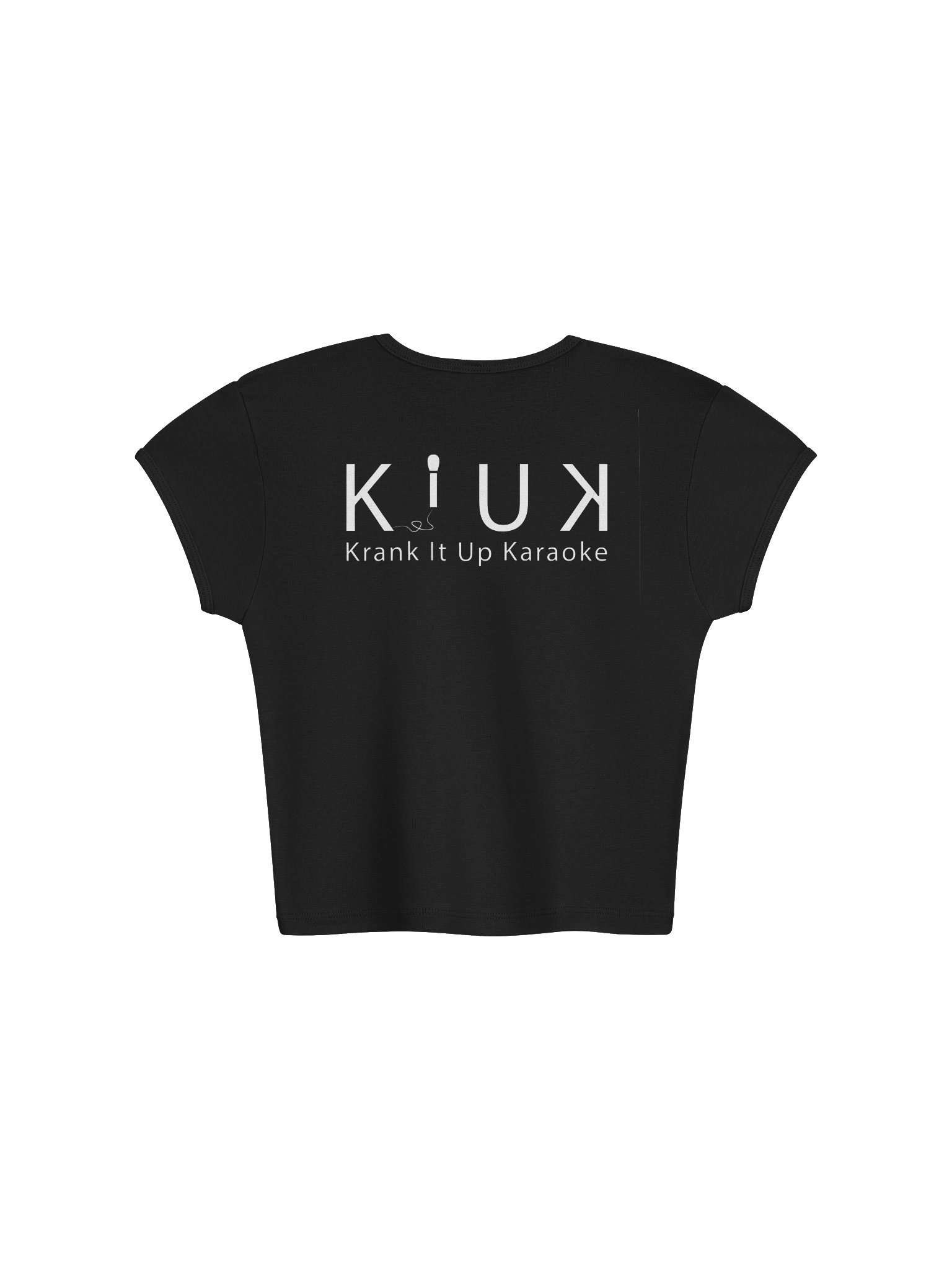 KIUK Large Cyan Logo LA Apparel Womens Ribbed Baby Tee Crop Top - White Word Logo product image (2)
