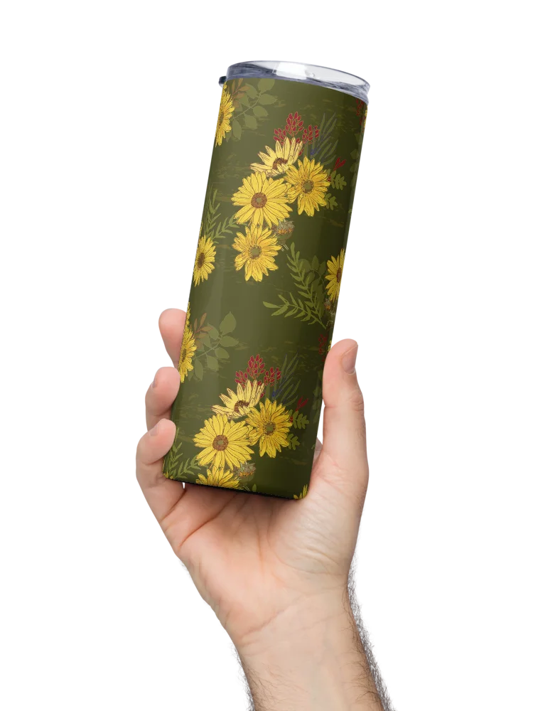 Helianthus Sunflower 20-ounce Stainless Steel Tumbler with Straw - Green product image (2)