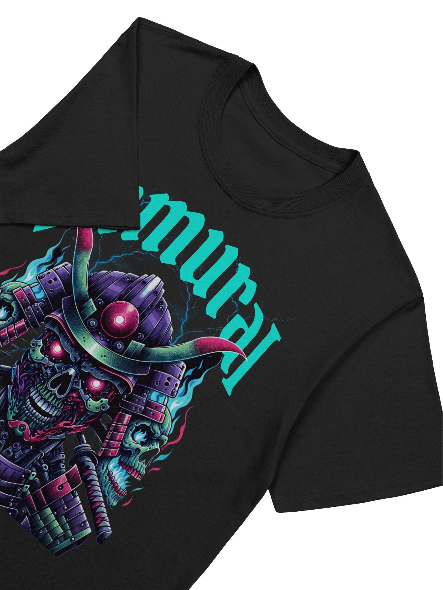 Samurai Skull Neon Warrior T-Shirt - Gildan Softstyle product image (5)