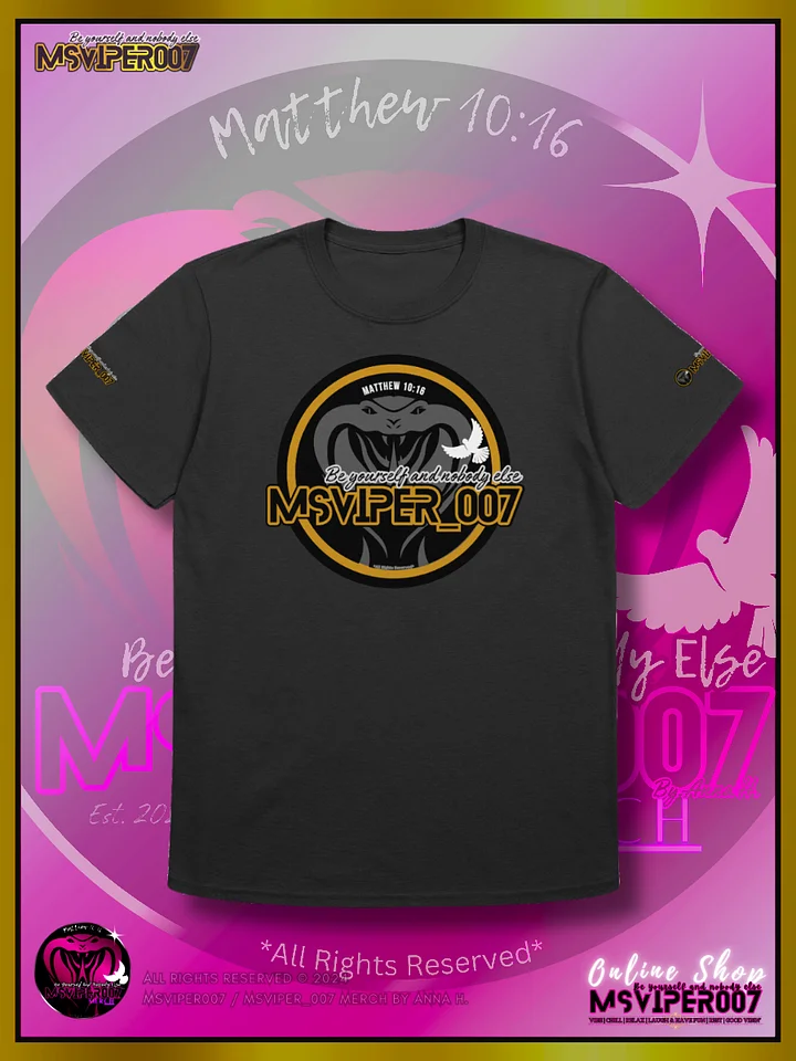 T-Shirt - "MsViper_007™ Brand Classic [gld-yllw/blk emblem] Support&Sport" - Streetwear/Cozy Lightweight T-Shirt By Anna H. product image (1)