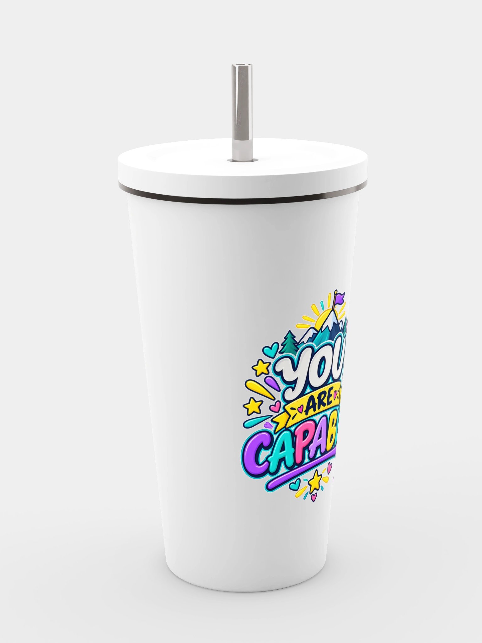 Stainless Steel Insulated Inspirational Tumbler with a Straw - You Are Capable product image (4)