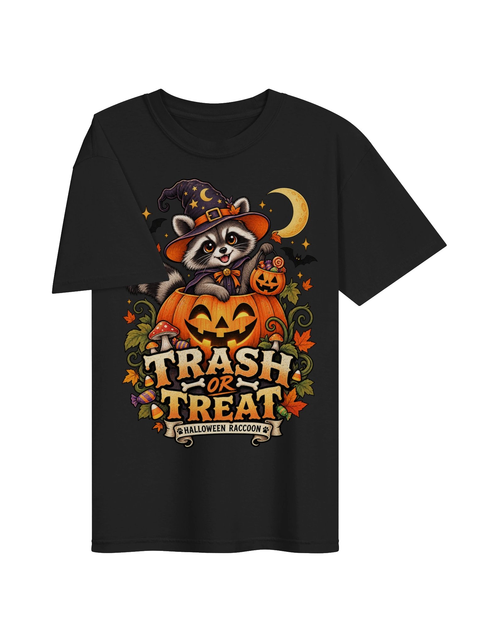 Trash or Treat Raccoon Halloween T-Shirt | Funny Raccoon Spooky Season Tee | Cute Trash Panda Halloween Shirt | Unisex Fall Graphic Tee product image (3)