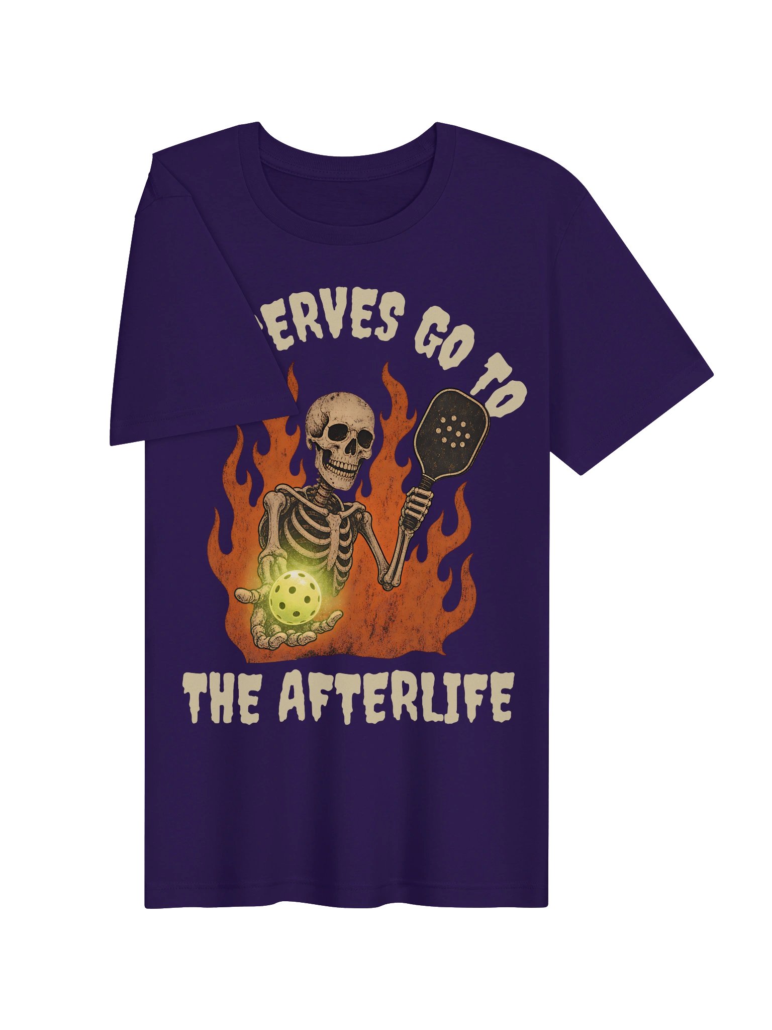 All Serves Go To The Afterlife Halloween Pickleball Shirt | Skeleton Tee product image (3)