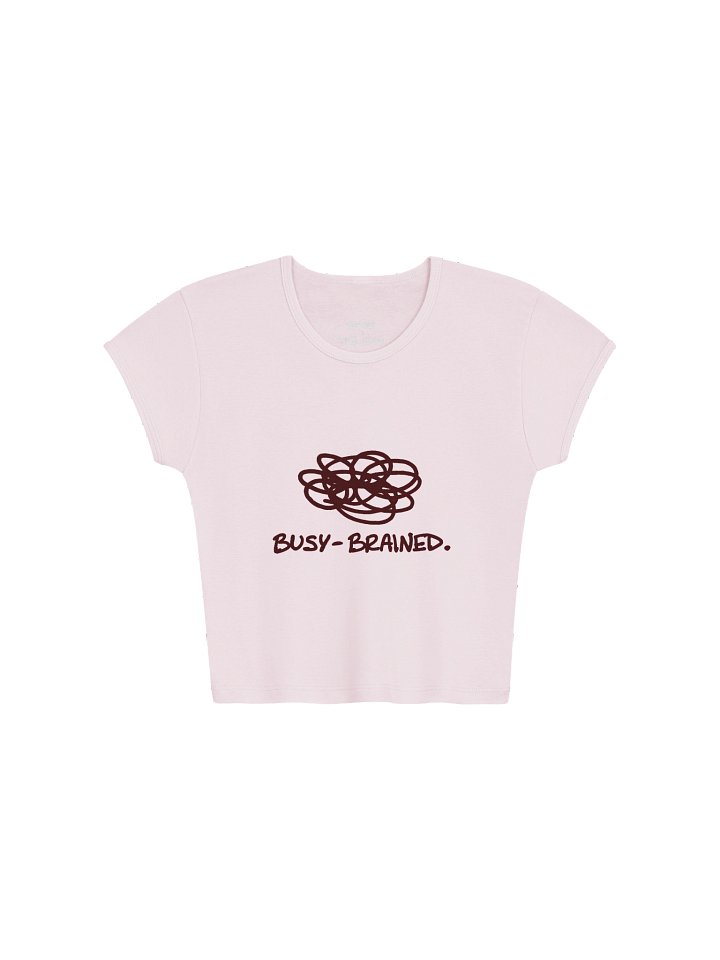 BUSY-BRAINED pink baby tee product image (1)