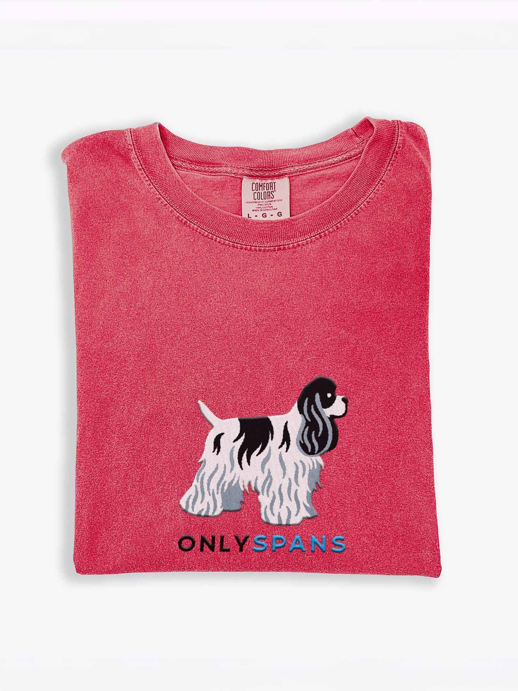 Only Spans T-Shirt(Embroidered) of an American Cocker Spaniel(Black & White) product image (1)