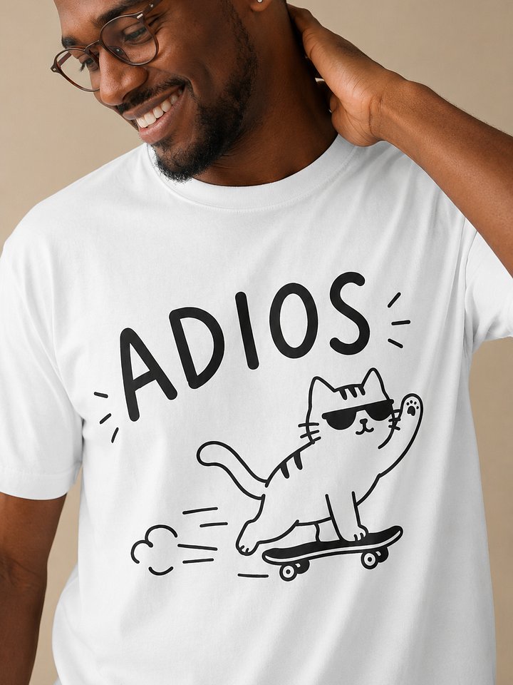 Adios Skater Cat T-Shirt | Funny Cat Skateboard Tee for Pet Lovers product image (2)