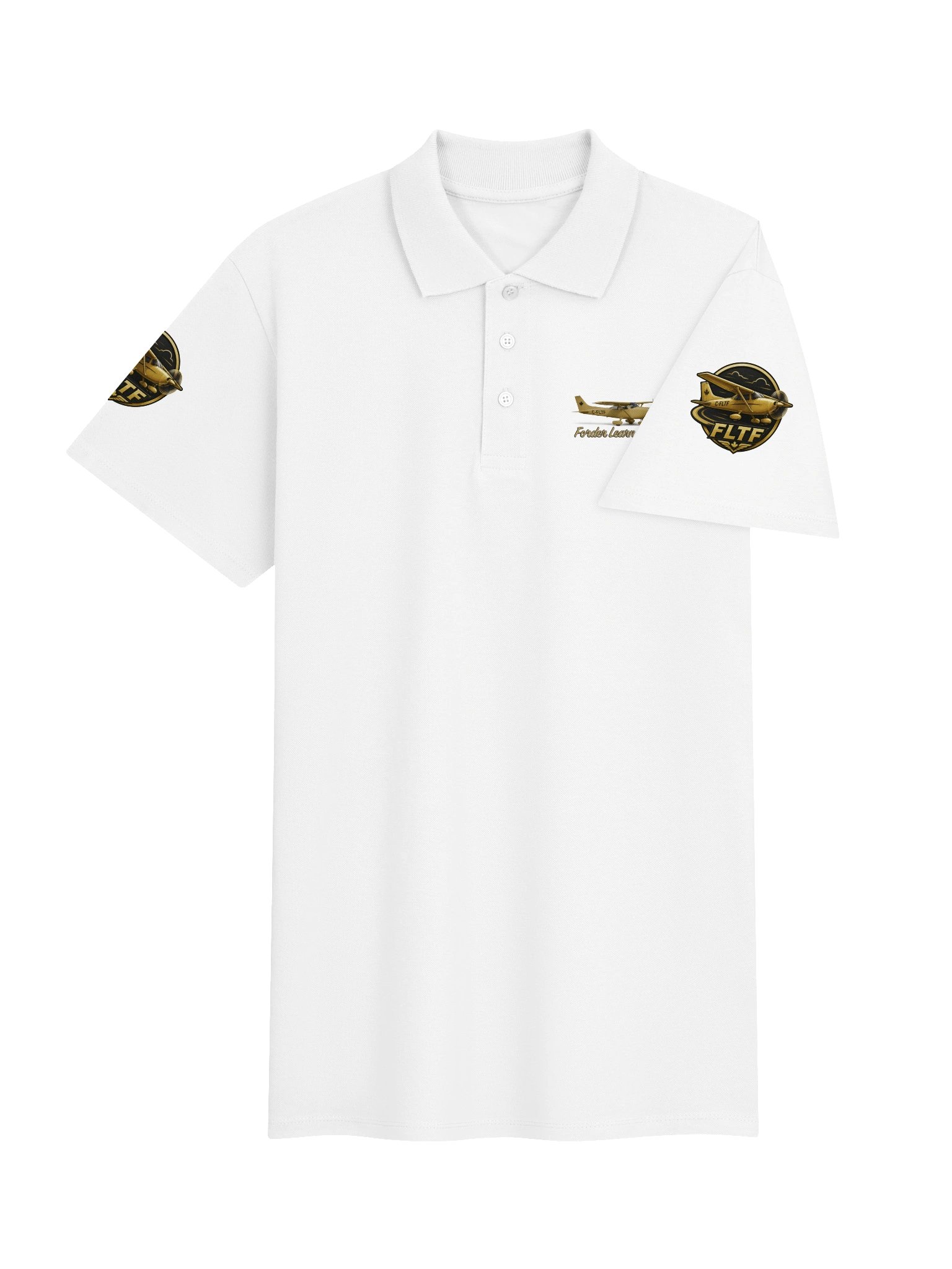 ForderLearnToFly - Goldlog - White Aviation Polo product image (4)