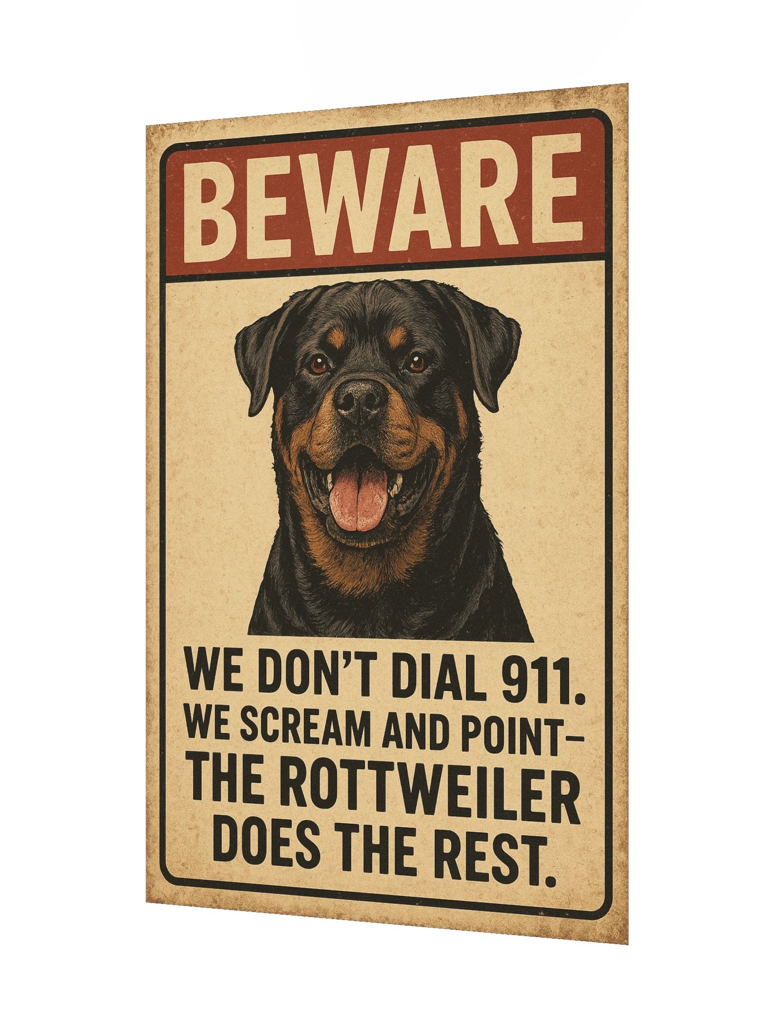 BEWARE OF ROTTWEILER POSTER | Rottweiler Store
