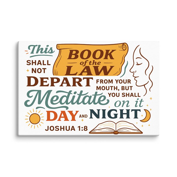 Joshua 1:8 Wall Art – Meditate on the Word Day and Night | Christian Scripture Decor product image (1)