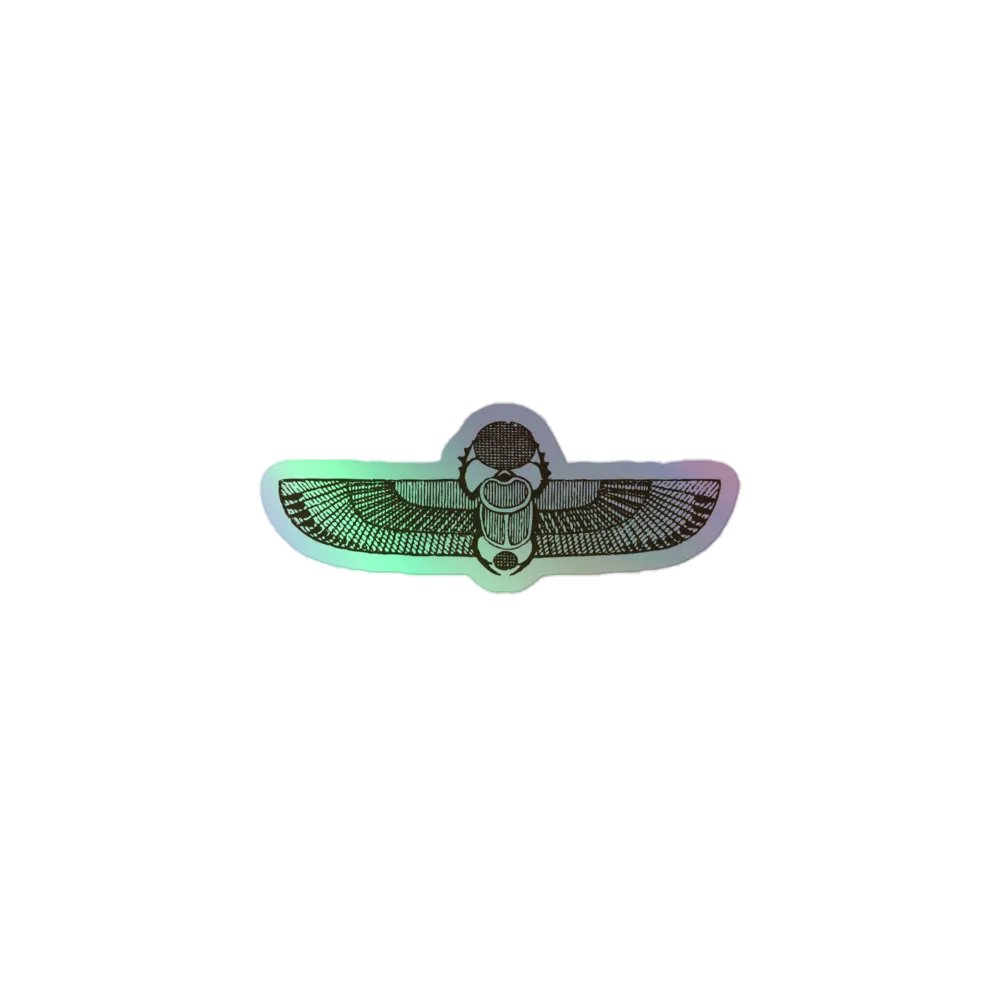 Scarab with Solar Disk and Wings - Holographic Sticker product image (1)