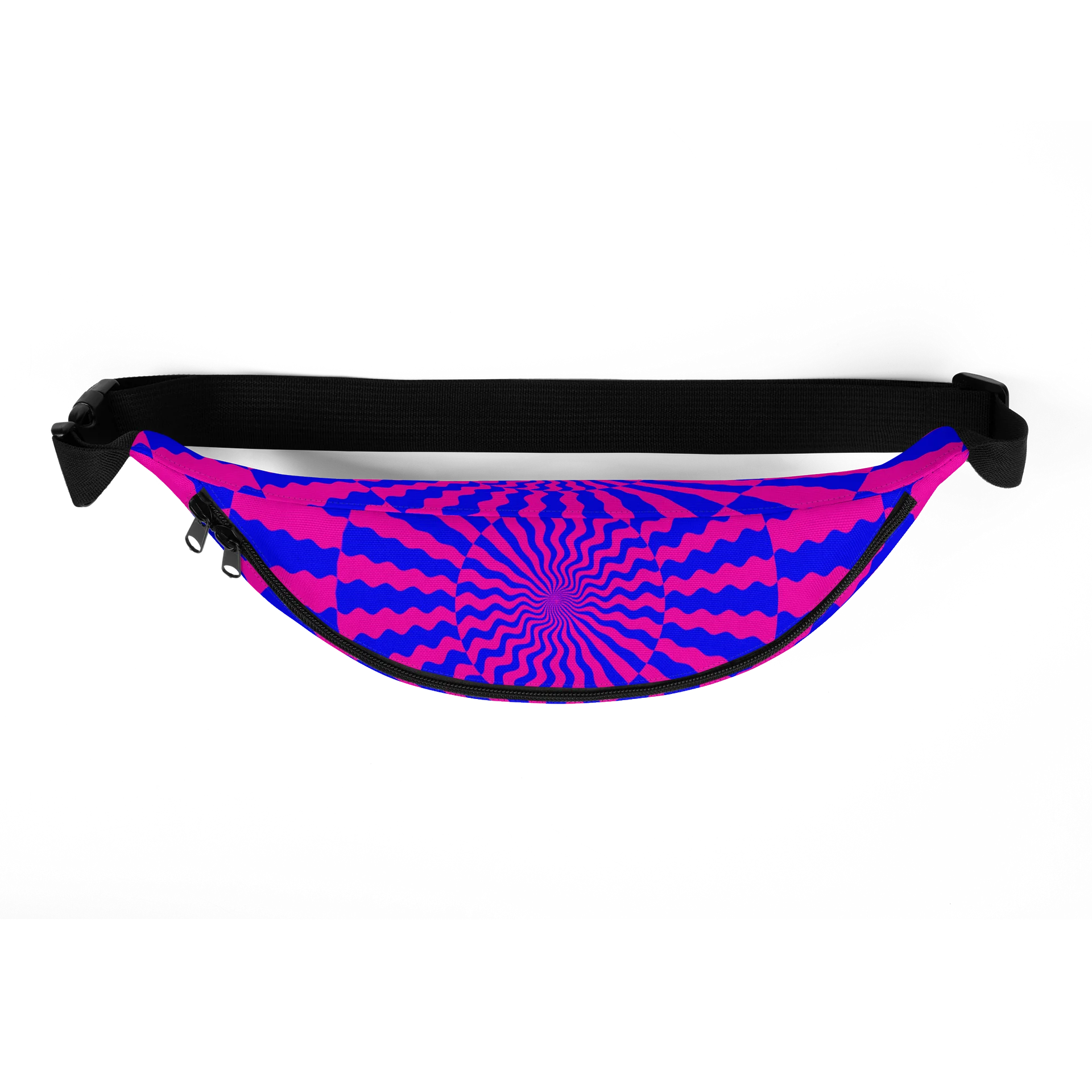 Psychedelic Spiral Festival Fanny Pack, Trippy Illusion Art Techno Lover Rave Bag, Neon Pink Blue Cotton Candy Colors Twisted Accessories product image (5)