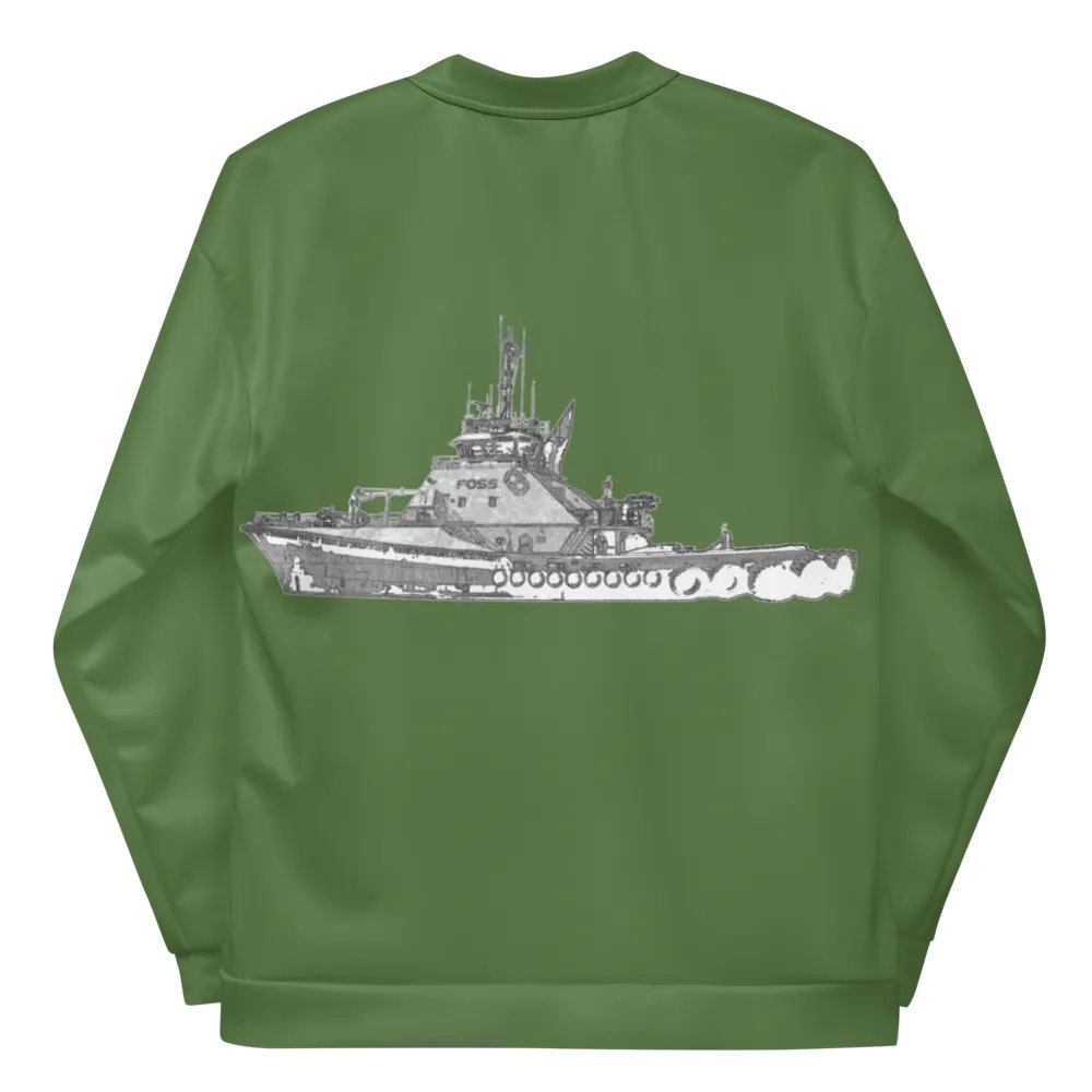 Foss Tugboat Sketch Green Bomber Jacket product image (11)