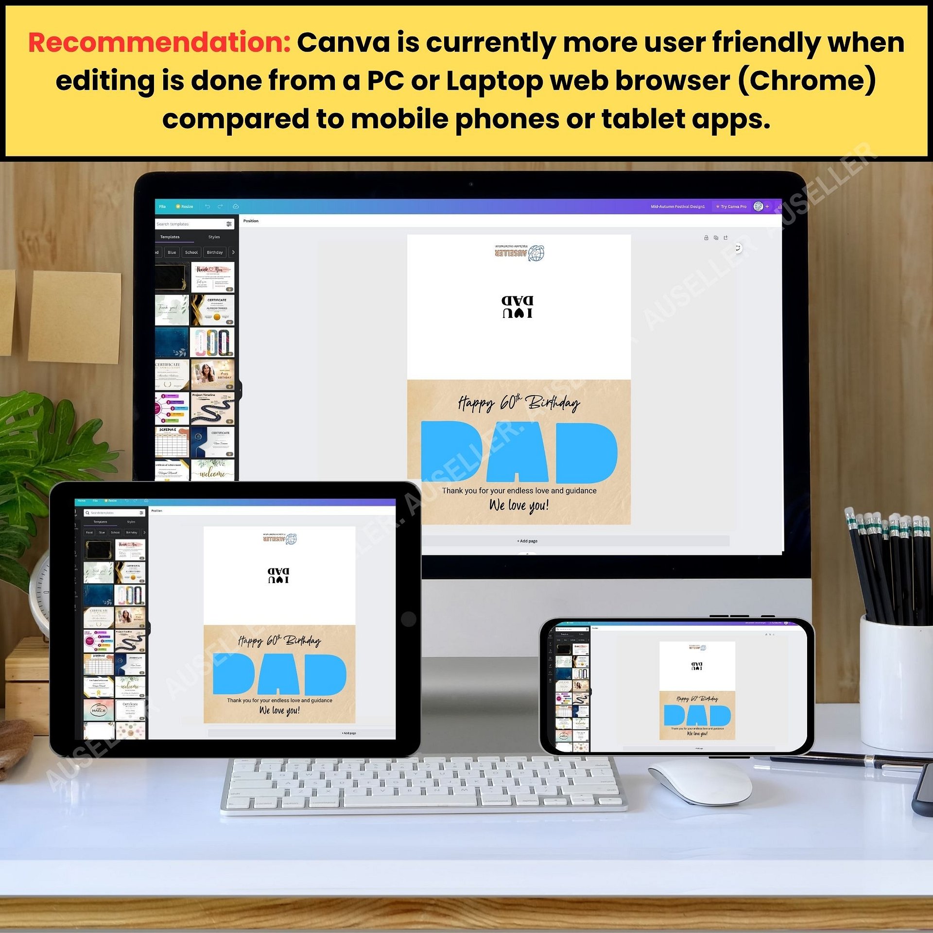DAD Photo Card, 2 Design Set, Canva Template product image (4)