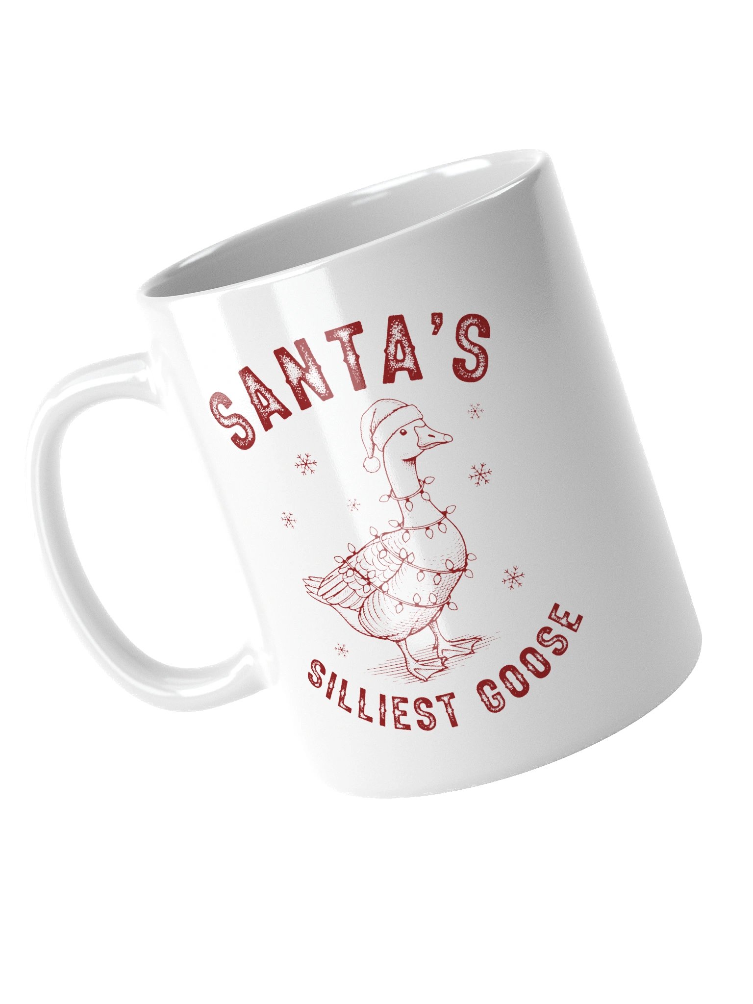 Santa's Silliest Goose White Glossy Mug product image (4)