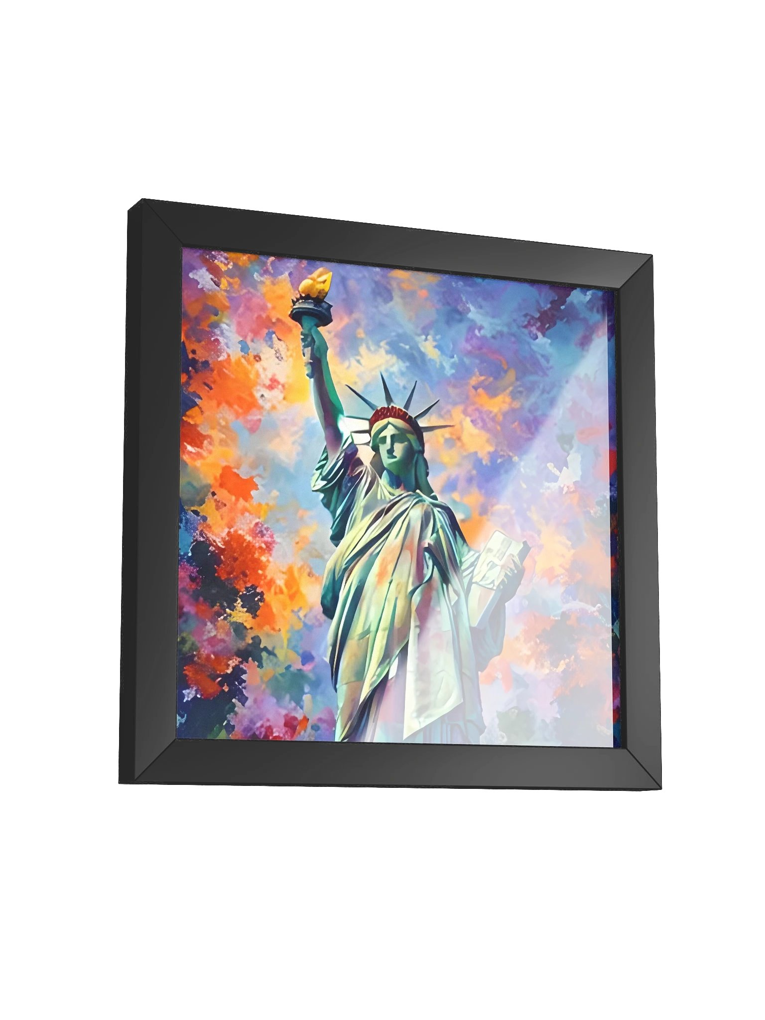Freiheitsstatue im Farbenmeer: Modern Art Edition Vibrant Ayous Wood Framed Matte Poster product image (32)
