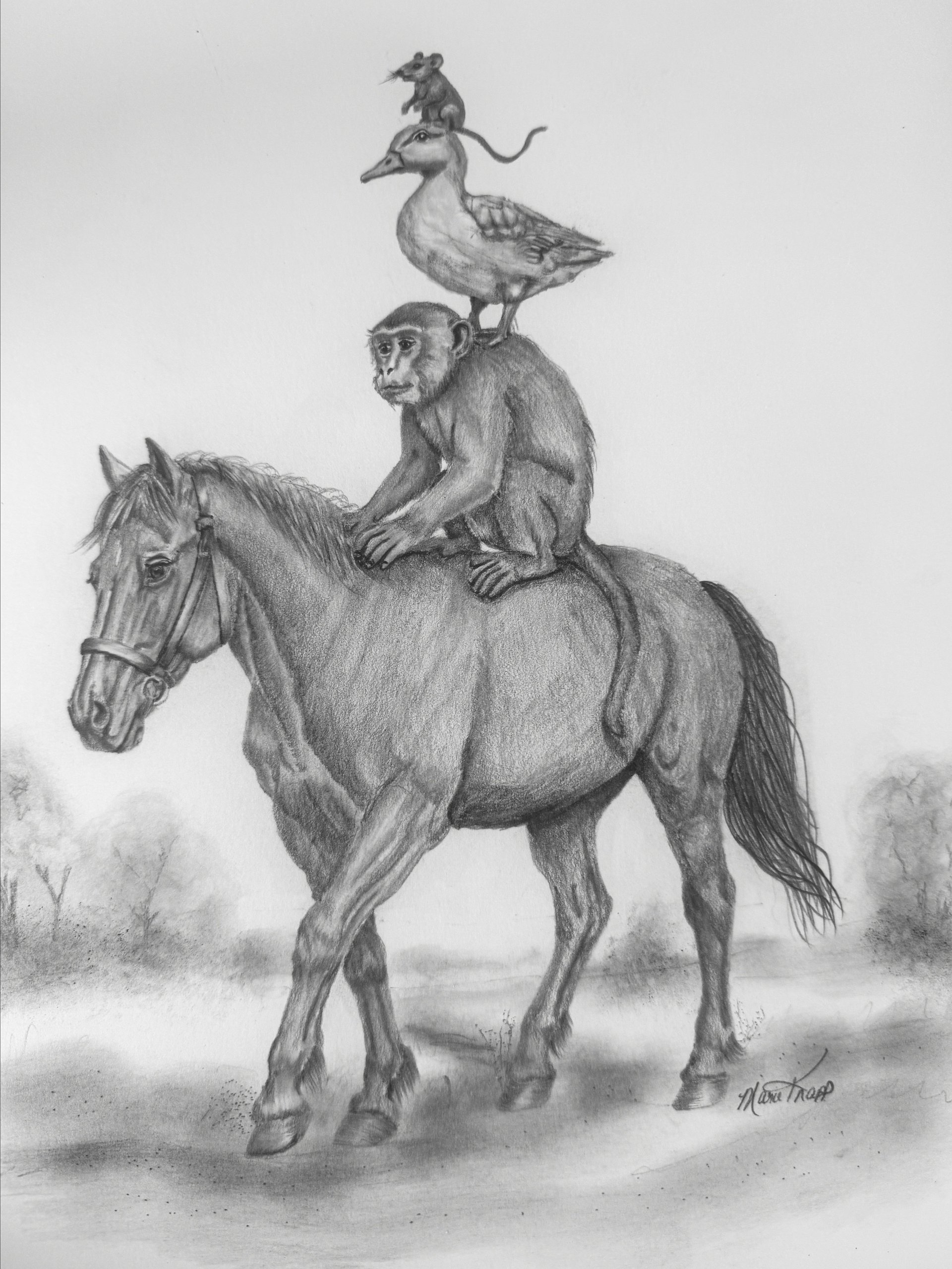 Playful Ride - Original Graphite Drawing product image (2)